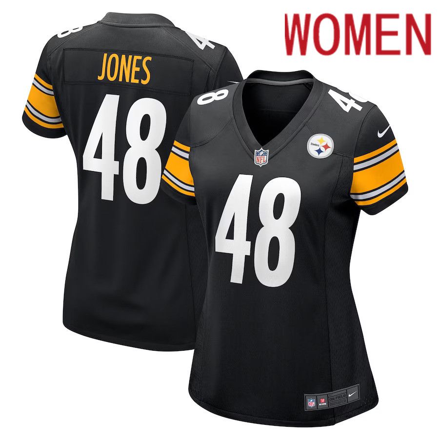 Women Pittsburgh Steelers 48 Jamir Jones Nike Black Team Game Player NFL Jersey